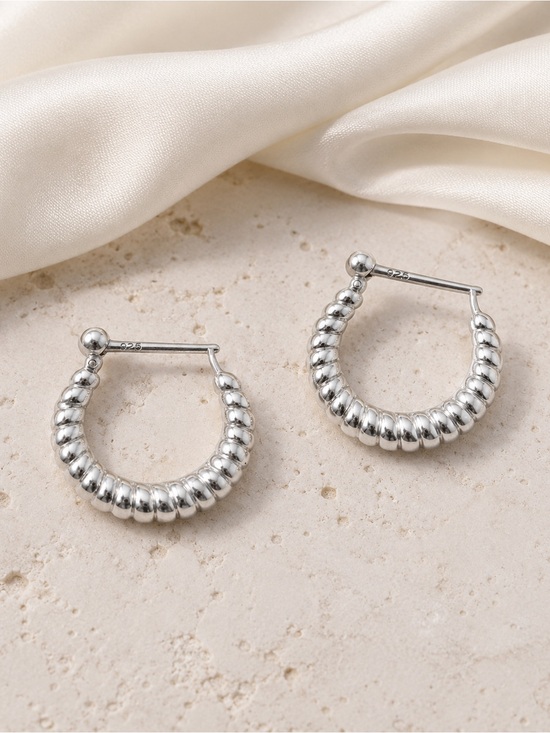 None Jewelry - ✨ Solid Sterling Silver Ribbed Hoop Earrings | 925 | NEW